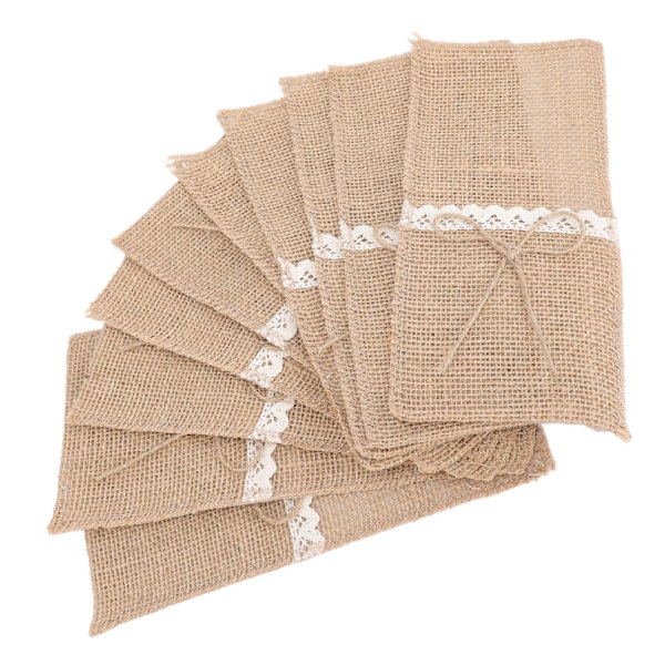 Jute Serviettholdere - 20 stk Blonder Servietposer for Retro Landlig Bryllup, Bursdager og Mottakelser