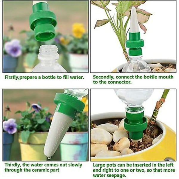 4 Automatisk plantevanndispenser Keramisk kjeglehode Planteheller dryppvanning for hage, innendørsanlegg