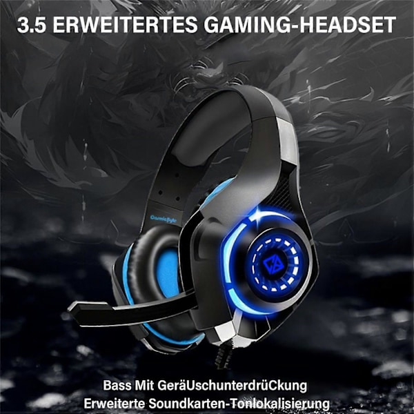Headset för PS4 PS5 PC Xbox Series, 3,5 mm Djup Bas Stereo Gaming Ljudkvalitet
