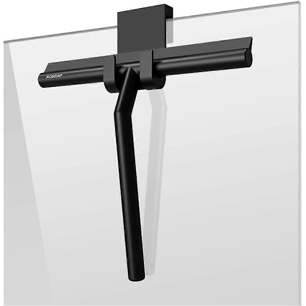 Duschsqueegee, Badrumsqueegee, med Hängkrok, 21 CM Svart Superlång Handtag för Effektiv Rengöring - Fönster Squeegee för Badrum