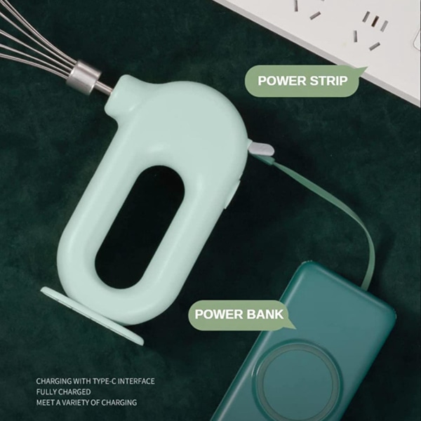 Kotijohto Langaton sähköinen käsisekoitin USB ladattava käsivispilä leivontaan ja kannettava