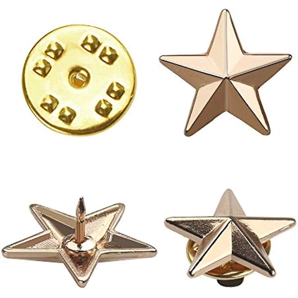 Hurtigt ankommet 30 stykker Stjernemærke reversnåle, 1,8 cm guldstjernenål 5-takkede stjerneemblem til kvinder, mænd, metalstjernenålemærke Stjerneslagsnålen kostume deco