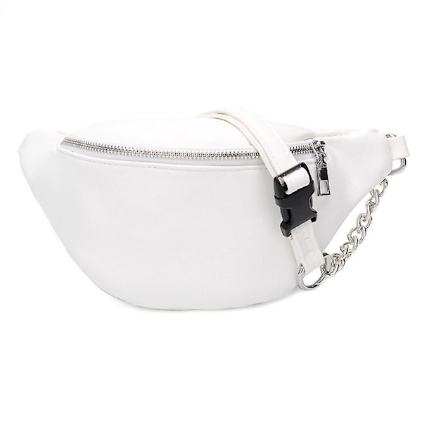 Fashion Leather Waist Fanny Pack Chest Bag Phone Purse With Metal Chain For Wome