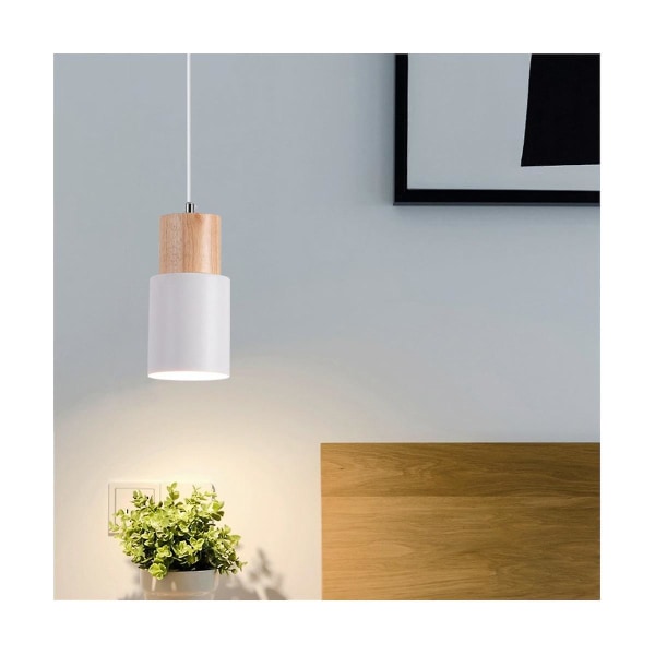 Liten Kandelaber Sylinderformet Kandelaber Makron Kandelaber Skjerm Nordisk Taklampe, hvit (uten