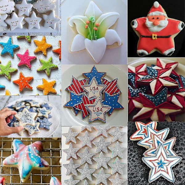 Stjärnformade Pepparkaksformar - 5-pack Rostfritt Stål Femuddiga Stjärnformade Kakformar Bakverk Pepparkaksformar