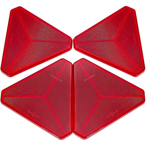 4 X rød trekantreflektor, trekantreflektor for tilhenger, selvklebende reflektor Trailerreflektorer, trafikktrekantreflektor, påfør på Rv Carava