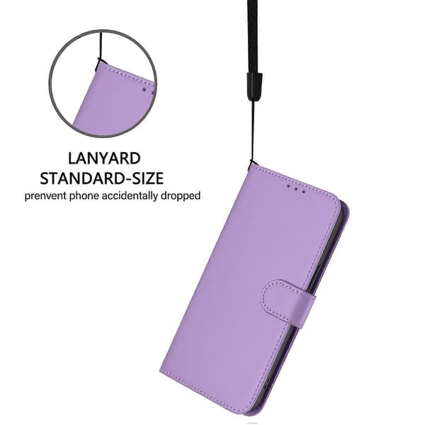 Solid Farve Tegnebog Læder Telefon Cover med Rem til Samsung Galaxy S24 FE - Lavendel