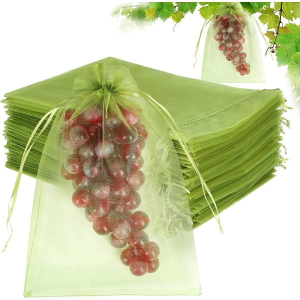 100 st fruktskyddspåsar, fruktnätpåsar för fruktträd, cover med dragsnöre påsar för nätbarriär