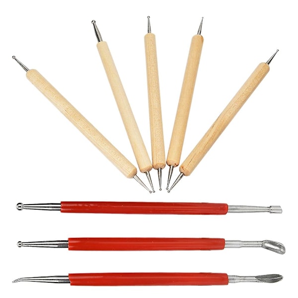 DIY-nahkaveistokynäsetti, lusikkapää ja kaksoispään porakynä, 8 osaa