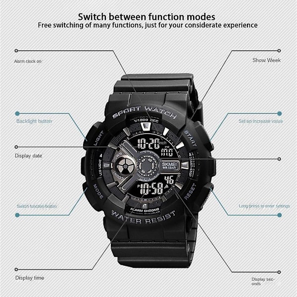 Mode Militär Herr Sport Digital Kvarts Analog Vattentät Armbandsur