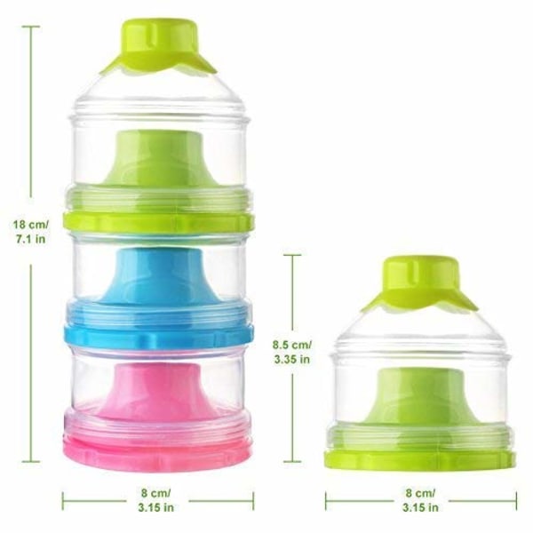 Baby Formula Dispenser, Spill-säker Stapelbar Snackförvaring, BPA-fri, 3-pack, 2-pack