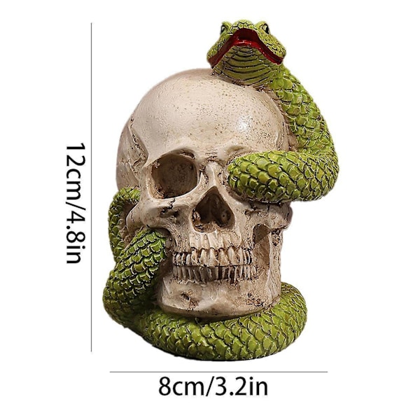 Dødningehoved Figur Skræmmende Dødningehoved Dekoration Resin Dødningehoved Med Slange Håndværks Ornament Til Hylde Bord Kaffe