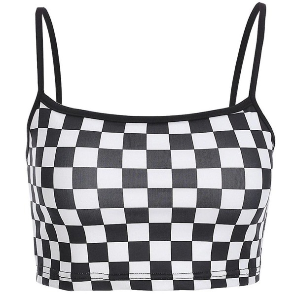 Ny Hot Sexy Ternet Tanktop Til Sommer Streetwear Og Plaid Mode I Sort Og Hvid - S