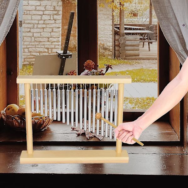 20 Note Chime Bordplade Bar Chime Vindklokke 20 Stænger Instrument Percussion Med Hammer (sølv)