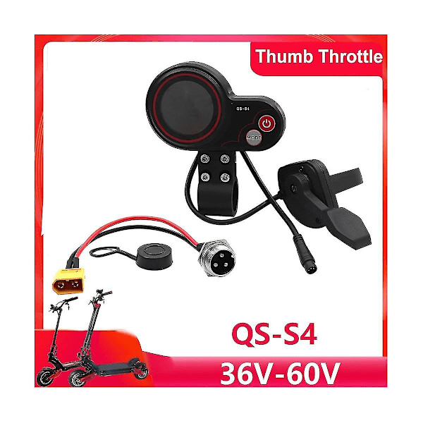 Qs-s4 36v-60v Tumgrepp Gasreglage LCD-Display Mätare Kit+-60 Kabel För Zero 8 9 10 8x 10x Elsparkcykel