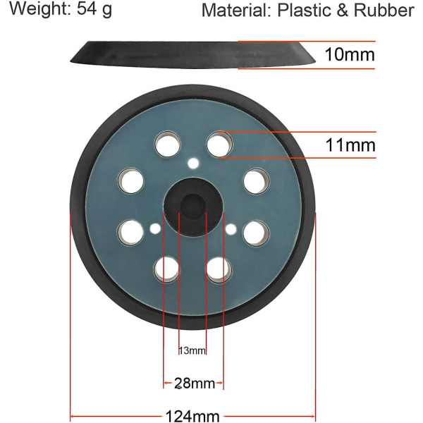 5 Tums 8-Hålsslipdyna med kardborreband för DeWalt DW420, DW421, DW423, DW426, D26451, D26453 Excenterslipar