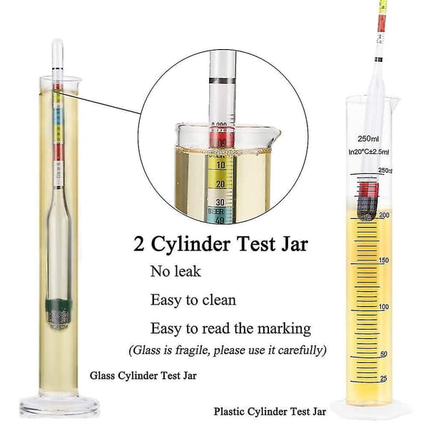 Øl-hydrometer, hydrometer testsett, trippelskala hydrometer for vinproduksjonssett øl-hydrometer