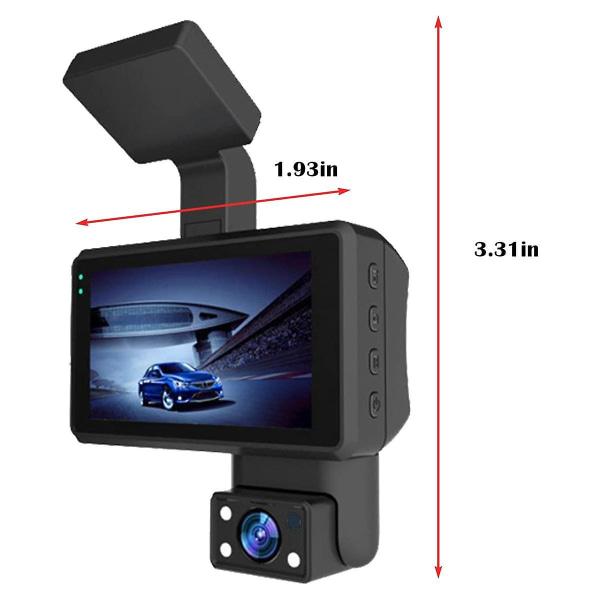 1080p HD-auton kojelautakamera auto-DVR-ajotallennin, 3,0 tuuman Ips-näytön kojelautakamera, pysäköintimo