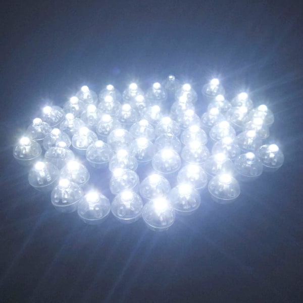 100 stk LED mini ballonglys, lange ballonglys i standby papirlykt ballongfest bryllupsdekorasjon (hvit)