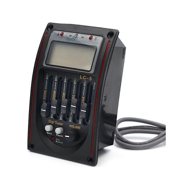 LC-5 5-bands Akustisk Gitarr Pickup EQ Förförstärkare LCD Stämapparat Piezo Pickup Equalizer System