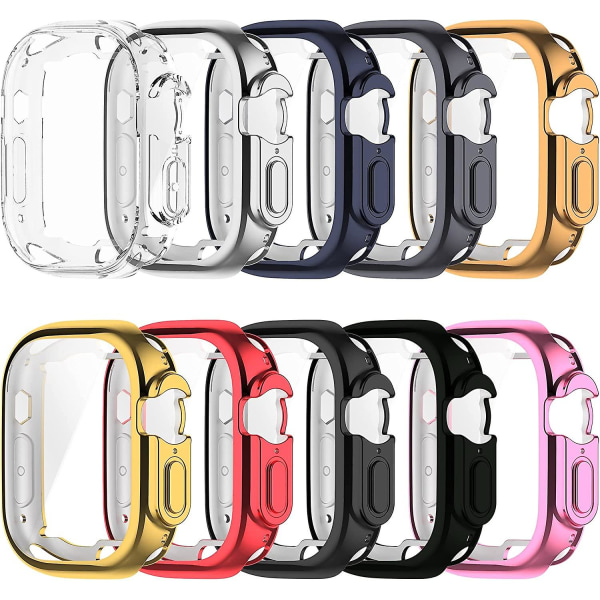 10 st case kompatibel Apple Watch Ultra 49 mm med skärmskydd Tpu Soft Full Cover Pläterad Bumper Case