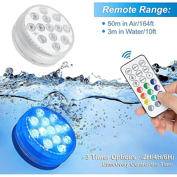 Vandfaste jacuzzi-lys, 13 LED-perler, 16 farver, undervandslys til afslapning