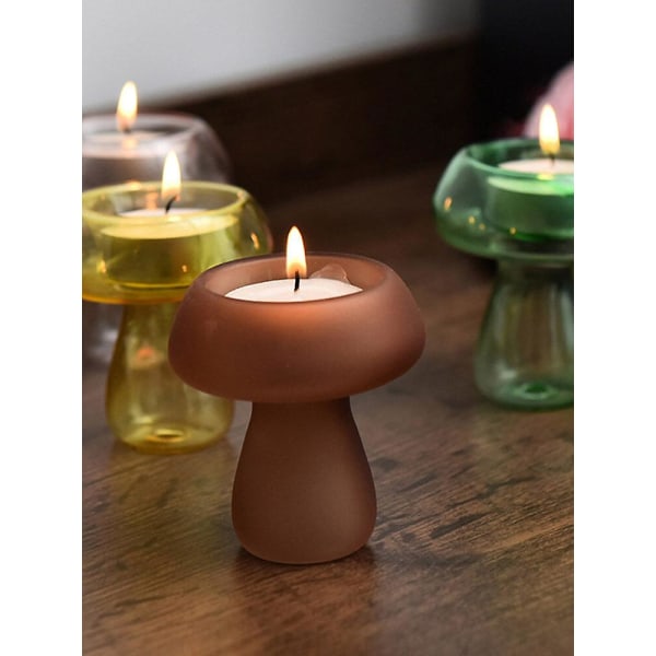 New Upgraded Mini Glass Candlestick - Mushroom Shape Creative Luxurious Candle Lamp Decoration