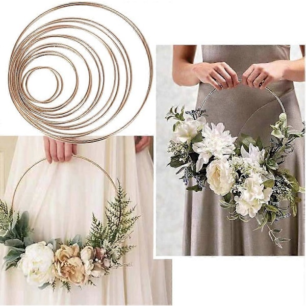 PIAO 14 stycken 7 storlekar Metallringar Trådrings Metallringar Hoops för Drömfångare 5/8/10/12/14/16/19cm Drömfångare DIY Hantverkssats Mobil Hantverk Mobil R