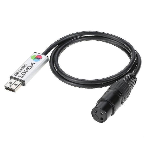 Lixada USB til DMX Grensesnitt Adapter - LED DMX512 Datamaskin PC Scenebelysning Kontroller Dimmer