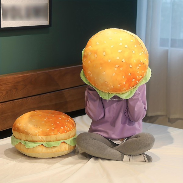 1 stk Realistisk burgerpute Pute-morsom prankgave Kontorstolpute Kreativ nyhet Plysjleketøy Cheeseburgerpute Stor plysj hamburgerplysjpute-