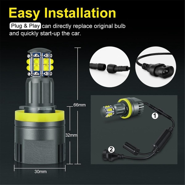 H8 Forlygte Pære 6000k 120w Led Angel Eyes Lys Canbus Til E60 E61 E63 X5 E70 X6 E71 E90 E91 E92