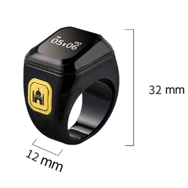 Smart Bluetooth Ring Multifunksjon Praktisk Bluetooth Finger Counter Time Reminder Counter, Svart