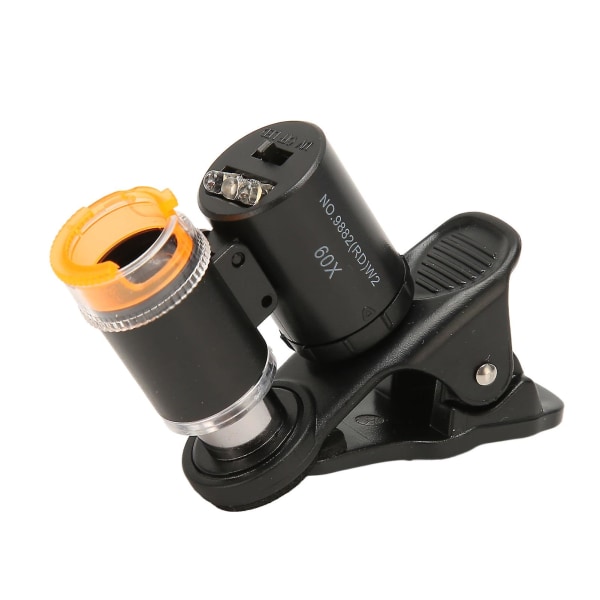 60x Clip On Mikroskop Forstørrelsesglas Linse Med Led Lys Mini Mobiltelefon Mikroskop til Juveler Antikviteter