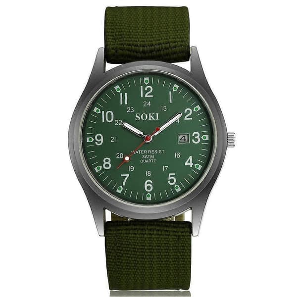 Militär armé herr datum canvasrem analog kvartsklocka sportpresent