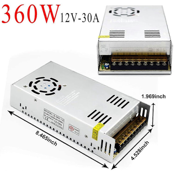 PIAO 12V 30A DC Universal Reguleret Switching Strømforsyning 360W Velegnet til Forskellige Projekter