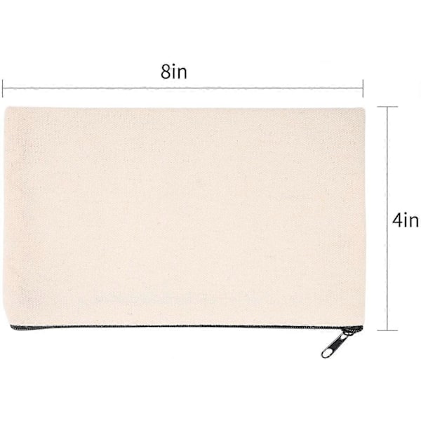 PIAO 10-pack tomma DIY-väskor i canvas, pennfodral, tomma sminkväskor - Canvas-pennfodral, bomullscanvas-sminkväska, mångsidig reseväska för kosmetika, 8.