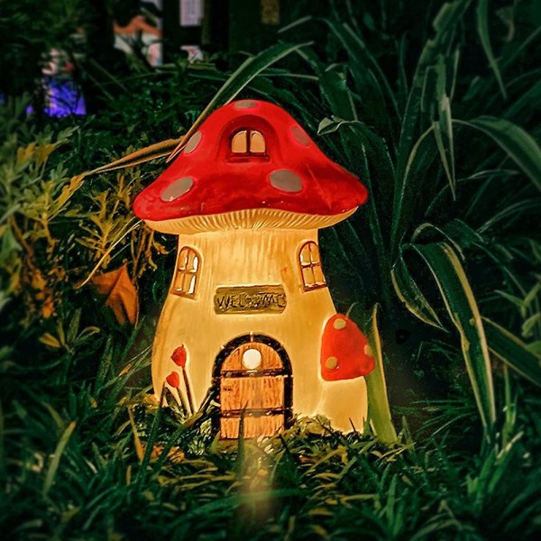 Solar Lampe Harpiks Craft Havearbejde Have Miniature Fairy Landskab House Dekoration Ornament