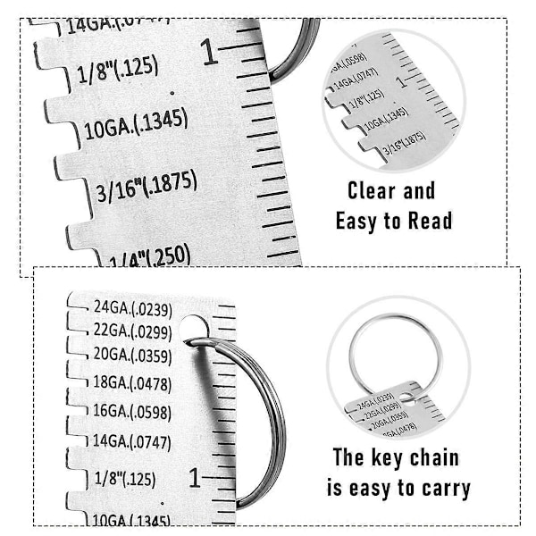 Shingle Gauge Svejserværktøj Wire/Metalpladetykkelsesmåler Rustfrit Stål Metal Tykkelsesmåler Størrelsesinspektionsværktøj