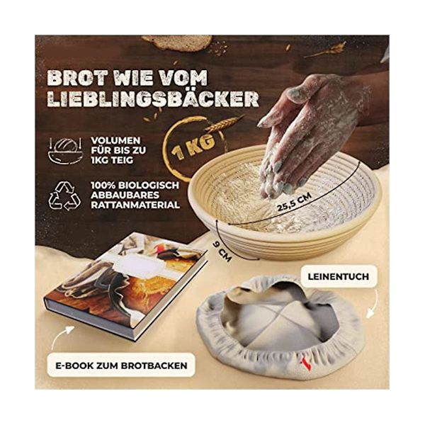 Brødfermentering Kurv Rattan Dej Dej Form Sæt Skærer Rund Kurv Europæisk Brød Bagning Kurv