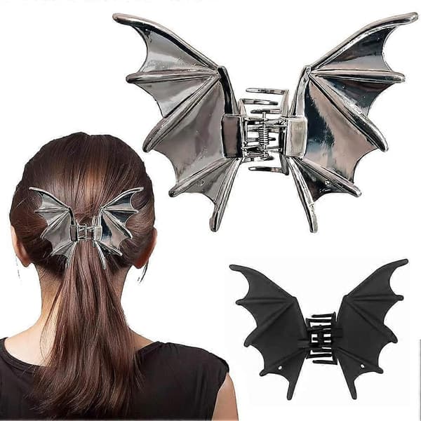 Halloween Hårklemmer Sorte Flagermusvinge Hårkløer Tilbehør,';'/ Hår J4P7