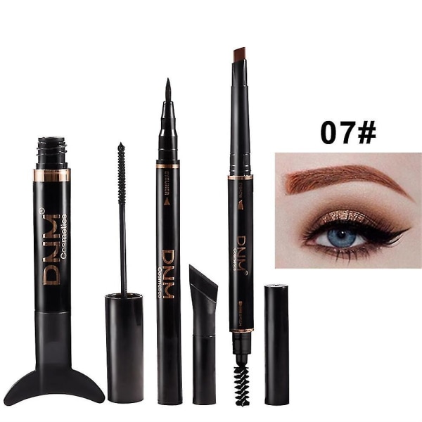 3-delat Ögonset Eyeliner+mascara+ögonbrynspenna Kit 7 Färger Långvarig Vattentät Fin Mjuk Snabbtorkande Naturlig Ögonmakeup