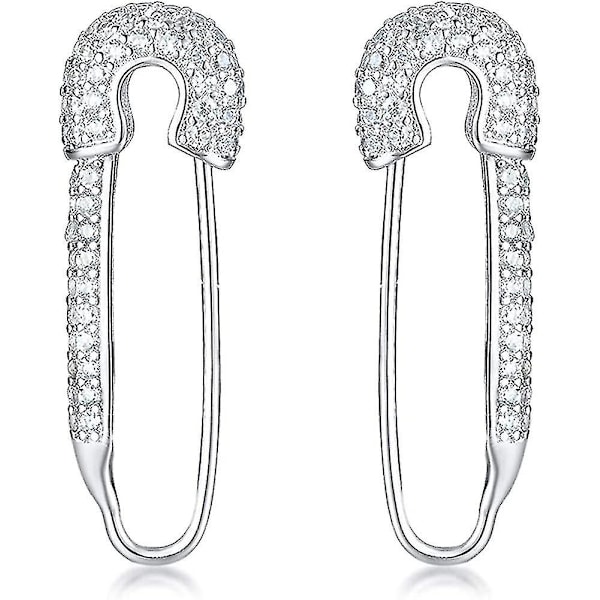 Cz Säkerhetsnål Brosk Sterling Silver Högörhängen För Kvinnor Flickor Snygga Kubisk Zirkonium Hängande Dropp Hypoallergena Stud Post Crystal Huggie Fashio