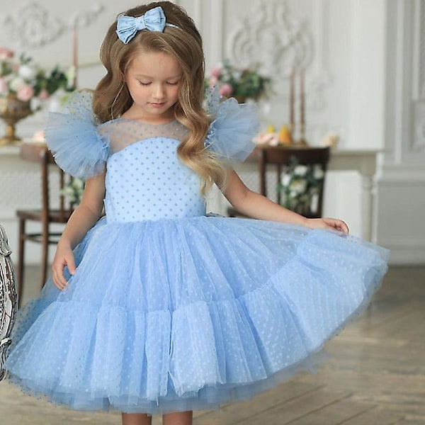 Sommerpigekjole Fødselsdagsfest Prinsessekjole Børn Polka Dots Kjole Blomsterpige Bryllup Tutu Fluffy Kjoler Vestidos