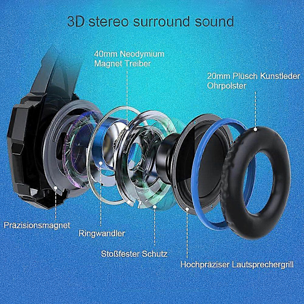 Gaming headset Over-ear hovedtelefoner Headset til gaming Immersiv lyd Komfortabel pasform