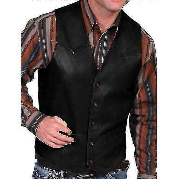 Herre Efterårsmode Cowboy Kunstlæder Veste