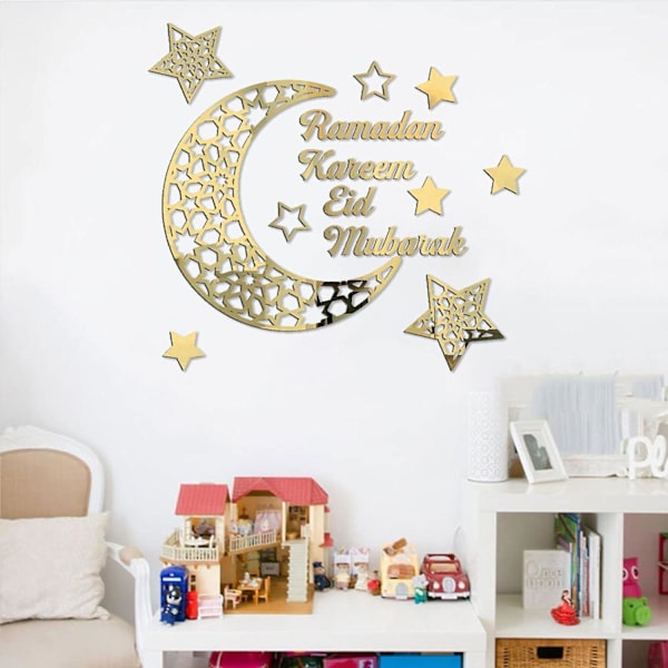 Ramadan-dekorasjoner 2024, 3d Diy Eid Mubarak selvklebende veggklistremerker kunstdekor, Ramadan Kareem månestjerne akryl veggklistremerker
