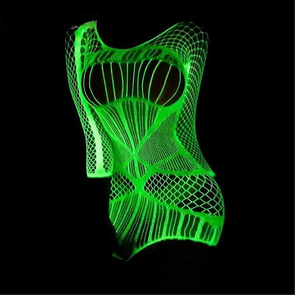 Sexy Women Luminous Fishnet Bodysuit Super Stretchy Tights Lingerie Nightwear