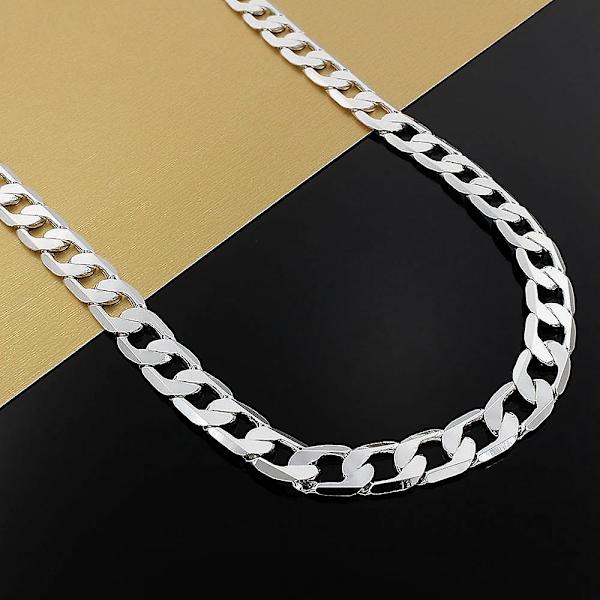 925 Sterling Hopea Kaulakoru Miehille 20/24 Tuumaa Klassinen 8mm Ketju Luxury Korut Häät Joululahjat
