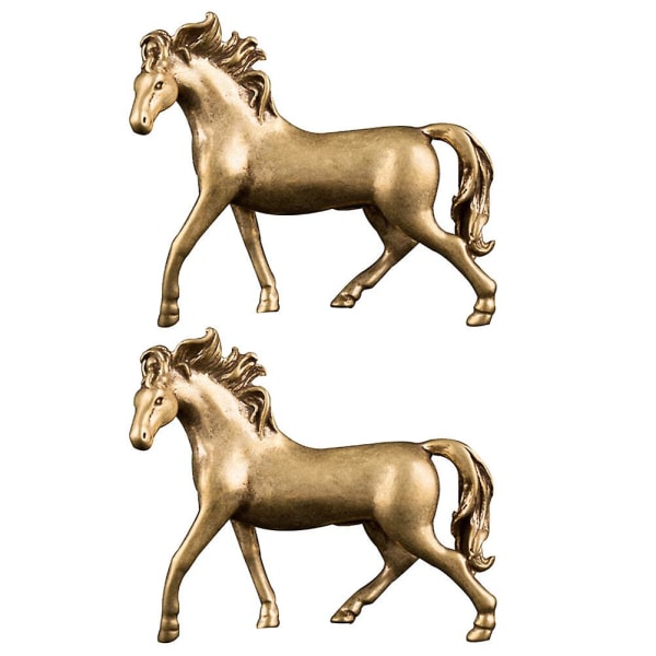2 stk messing hestestatuer Kobber hesteskulpturer Desktop Ornament Business Gift