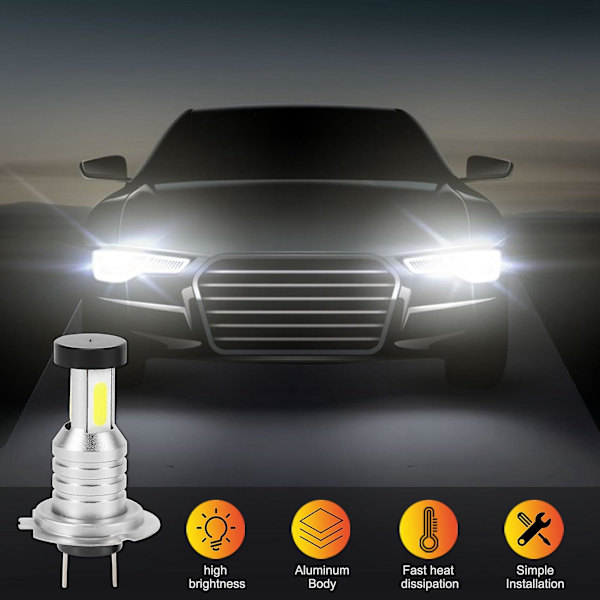 2x H7 LED-ajovalolamppusetti, korkea ja matala säde, 100W, 30000LM, erittäin kirkas, 6000K valkoinen